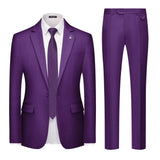 Men's Suits 2pcs Mens Business Suit Notch Lapel Blazer Formal Wedding Groom Pants Smart Casual Groom Tuxedos (Blazer+Pants)