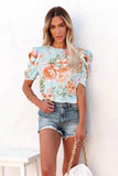 Women Blouse Fashionable Summer Versatile Urban Leisure Bubble Sleeve Round Neck Straight Tube Women's T-shirt Blouses Shirts