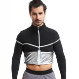 Men's plus size sportswear, fully coated tight fitting sportswear, long sleeved zippered fitness jacket