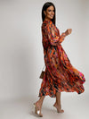 Women's Clothing New Sexy Fashion Casual Commuting Beach Vacation Style Versatile Street Style V-neck Print with Belt Dress