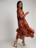 Women's Clothing New Sexy Fashion Casual Commuting Beach Vacation Style Versatile Street Style V-neck Print with Belt Dress