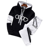 Mens Tracksuit 2 Piece Autumn Print Hooded Sweatshirt Suit High Quality Long Sleeve Set Jogging Simplicity Casual Warm Clothing