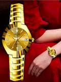 ORUSS Relogio Feminino Couple Watch Men Quartz watch for Lovers Luxury Womens wristwatch Week Display Stainless Steel Waterproof