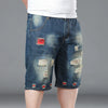Plus Size Summer Men's Hip-hop Ripped Denim Shorts Fashion Streetwear Harajuku Rock Loose Straight Knee Length Short Jeans