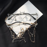 Women's Glasses Lower Half Frame No Lens Women Glasses Frame Water Drop No Lens Decoration Cute Girl Decoration Glasses Frame