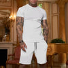Men's T-shirt and shorts set, short-sleeved T-shirt and shorts set, two-piece set, beach sportswear