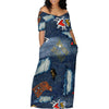 Women's Fashion  Printed Short Sleeve Long Dress Sexy Off Shoulder Backless Bodycon Split Cocktail Party Dress ﻿