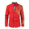 Men's Business Shirts Men Dress Shirt Casual Streetwear Black Gold Stamping Printed Shirt Design Turn Down Collar Male Tops