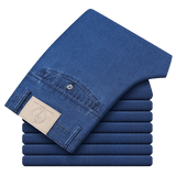 Plus Size 28-42 Men's Classic Business Jeans Straight Thin Stretch Cotton Luxury Denim Trousers Korean Spring Summer Male Pants