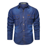 Plus Size 5XL Spring Long Sleeve Loose Denim Shirts Men Pure Cotton Shirt High Quality Male Autumn Fashion Casual Outwear Shirts