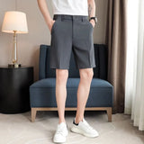 Men's Suit Shorts Summer Simple Slim Straight Handsome New Chic Solid Color Thin Five-point Trousers High-end Casual Trousers