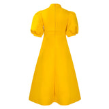 Elegant Party Dresses for Woman 2024 Luxury Bow Collar Short Sleeve High Waisted A Line Pleated Ankle Length Birthday Party Robe