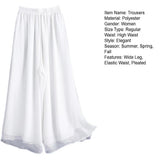 Women Chinese Classical Dance Clothing Female Elegant Trousers Practiice Clothes Modern Elastic Waist Ethnic Pants White Black