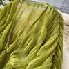 Women Blouse Sexy Deep V Neck Tops Full Puff Sleeve Tight Waist Top Shirts Slim Fit Blouses Elegant Splice Pleated Shirt