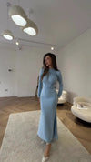 Women Muslim Dresses Slim Party Evening Dress Long Sleeve Pleated Lace-up Irregular Robe Maxi Dress Dubai Abaya Elegant Vestidos