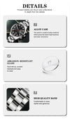 Fashion Mens Sports Watches Men Business Stainless Steel Quartz Watch Luxury Man Casual Calendar Luminous Clock Reloj Hombre