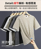 2025 Summer New Fashion Trend Men's Casual Relaxed Comfortable High Quality Plus-Size Two-Piece Sets M-5XL Checkered Sports Suit