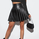 Women Skirts High Waist High-quality PU Sexy Versatile A-Line Attractive Comfortable Faux Leather Comfy Fashion