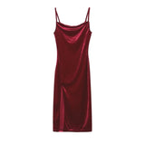 European and American style women's clothing for spring and summer, fashionable and sexy, slim fit, slit camisole dress for wome
