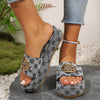 Women's Summer New Metal Decorative Designer Thick Soled Open Toe Sandals 2025 Luxury Brand Shallow Mouth Flat Women's Slippers