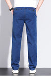 Plus Size 28-42 Men's Classic Business Jeans Straight Thin Stretch Cotton Luxury Denim Trousers Korean Spring Summer Male Pants