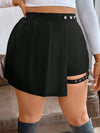 Plus Size Women's High Waist Pleated Button Skirt Asymmetric Skirt Shorts Bandage Spicy Style Best Choice in Summer