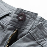 Summer thin multi pocket pure cotton workwear shorts men's oversized loose straight leg five point casual over knee beach shorts