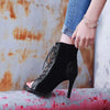 Lace-Up Sandals Heels 9CM Women's Shoes Summer 2024 Trend Black Sexy Peep Toe Boots Fashion Cloth Stilettos Jazz Dance Female