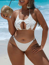 Plus Size Sexy Women Five-Pointed Star Halter Strappy Crochet Bikini Knitted Bikini Top Female Swimsuit Bather Swim Beachwear