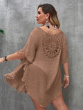 Swim Vacation Plus Size Sexy Loose Beach Dress Bikini Cover Up Swimsuit Hollow Out Casual Beachside Cover-Up Dress Beachwear