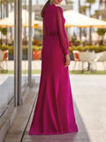 Women Elegant Evening Party Dresses 2025 New Spring Summer Solid Color Deep V-Neck Split-Front Bandage Banquet Prom Gown