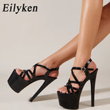 Eilyken Classics Super Ultra-High Heels 16 CM Womens Sandals Sexy Buckle Strap Platform Banquet Pumps Shoes Zapatos Mujer