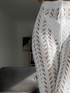 Women's casual summer clothing semi transparent elegant knitted wide pants comfortable drawstring