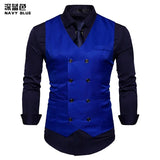 2025 Men's Formal Dress Vest Top Double Breasted Casual Tank Tops Solid Slim V-Neck Club Party Suits Vest Formal Waistcoat Men