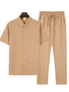 (Shirt+Pants) 2024 Summer new arrival Men Fashion Classic Shirt men Business Casual Shirts Men A Set Of Clothes