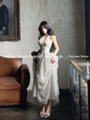 Woman Sundress Dot Hanging Neck Dress Beach Sleevess Y2k Dress Casual Elegant Fashion Even Party Dress Korean Style Chic