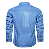 Plus Size 5XL Spring Long Sleeve Loose Denim Shirts Men Pure Cotton Shirt High Quality Male Autumn Fashion Casual Outwear Shirts