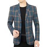 Plus Size 5XL-XS Mens Singel Breasted Blazer Classic New Plaid Slim Fit Suit Jacket Formal Office Business Wedding Casual Blazer