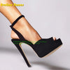Peep Toe Platform Buckle Strap Red Sandals Pointed Toe Thin Heel Slingback Sexy Women Runway Show Shoes Spicy Girl Party Trend