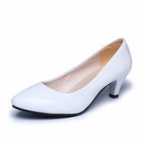 New Women's Shoes On Heels Elegant Medium High Heeled Ladies Pointed Toe Fashion Pumps For Woman Office Black White Red