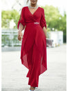 2024 Plus Size 6XL7XL 2-Piece Set Chiffon V-Neck Top and Loose Pants Elegant Commuting Plus Size Women 2-Piece Set