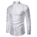 2025 New Men Fashion Medieval Floral Black Dress Shirts Stylish Long Sleeve Steampunk Shirt Men Party Club Bar Social Shirt Male