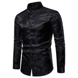 2025 New Men Fashion Medieval Floral Black Dress Shirts Stylish Long Sleeve Steampunk Shirt Men Party Club Bar Social Shirt Male