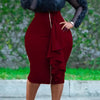 Sexy Skirts for Women Bodycon High Waisted Zipper Closure Ruffles Mid Calf Fashion Elegant African Office Work Pencil Skirts New