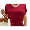 Plus Size Casual V Neck Short Sleeve High Low Hem Tee & Drawstring Pant Outfits Two Piece Set