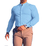 Men's  Casual Shirt Slim Fit Micro-elastic Long Sleeve Comfortable Versatile Stand Collar Tops Camisas  Men Dress Shirt