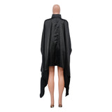 SOMO Plus Size Women Clothes Pleated Long Cape Shirt Bat Full Sleeve Irregularity Blouse Top One Size Loose Dropshipping 2023