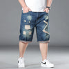 Plus Size Summer Men's Hip-hop Ripped Denim Shorts Fashion Streetwear Harajuku Rock Loose Straight Knee Length Short Jeans