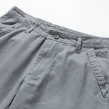 Summer thin multi pocket pure cotton workwear shorts men's oversized loose straight leg five point casual over knee beach shorts