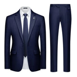 Men's Suits 2pcs Mens Business Suit Notch Lapel Blazer Formal Wedding Groom Pants Smart Casual Groom Tuxedos (Blazer+Pants)
